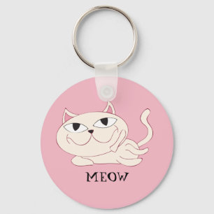 MEOW: Pink Cat Chillin' Keychain