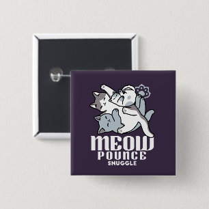 Meow Pounce Snuggle – Cute Sleeping Cats 2 Inch Square Button