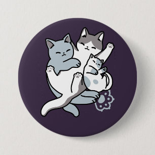 Meow Pounce Snuggle – Cute Sleeping Cats 3 Inch Round Button
