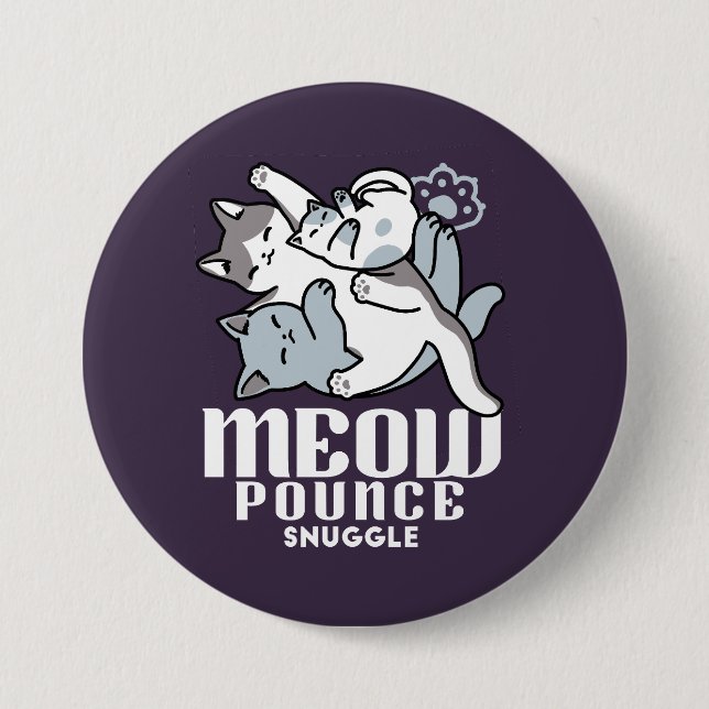 Meow Pounce Snuggle – Cute Sleeping Cats 3 Inch Round Button (Front)