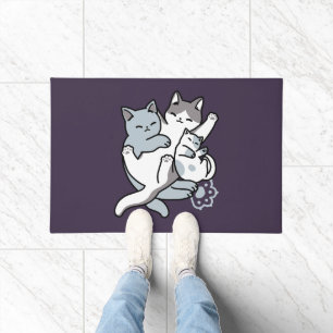 Meow Pounce Snuggle – Cute Sleeping Cats Doormat