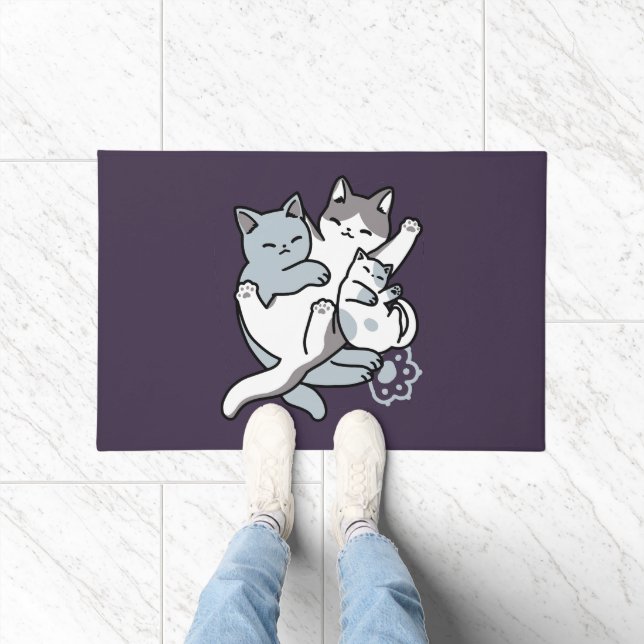 Meow Pounce Snuggle – Cute Sleeping Cats Doormat (Indoor)