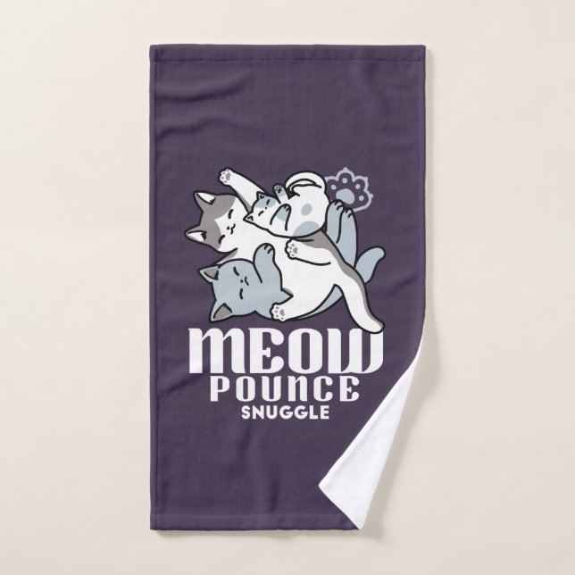 Meow Pounce Snuggle – Cute Sleeping Cats Hand Towel (Hand Towel)