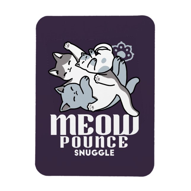Meow Pounce Snuggle – Cute Sleeping Cats Magnet (Vertical)
