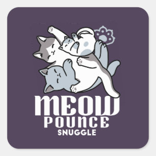 Meow Pounce Snuggle – Cute Sleeping Cats Square Sticker