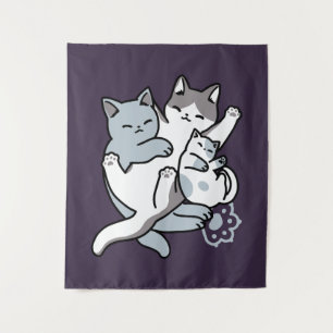 Meow Pounce Snuggle – Cute Sleeping Cats Tapestry