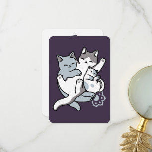 Meow Pounce Snuggle – Cute Sleeping Cats Thank You Card