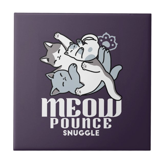 Meow Pounce Snuggle – Cute Sleeping Cats Tile (Front)