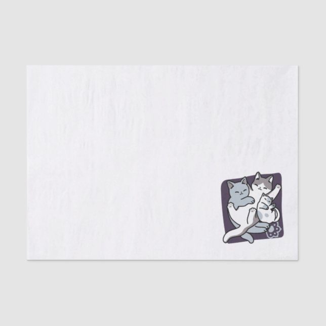 Meow Pounce Snuggle – Cute Sleeping Cats Tissue Paper (Front)