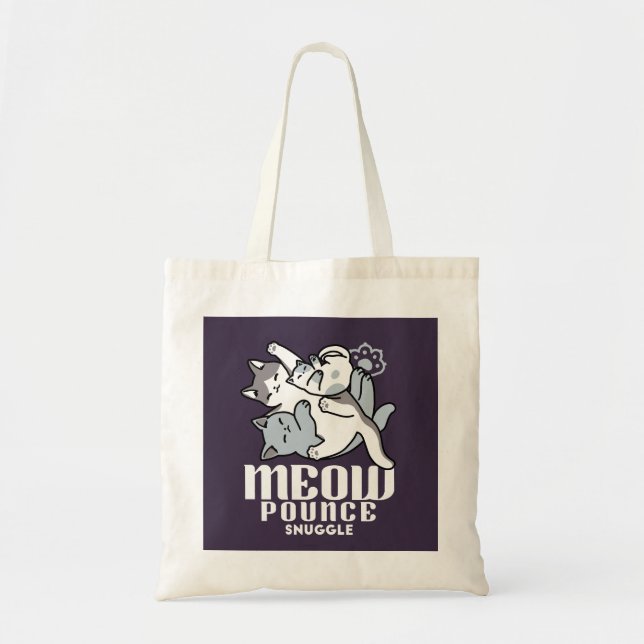 Meow Pounce Snuggle – Cute Sleeping Cats Tote Bag (Front)