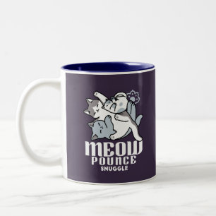 Meow Pounce Snuggle – Cute Sleeping Cats Two-Tone Coffee Mug