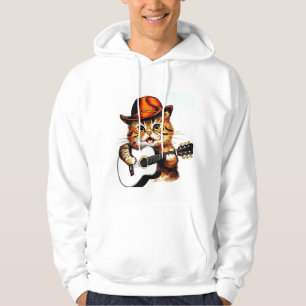 Meow-sic Star: Funny Singing Cat Hooded Sweatshirt