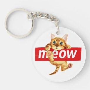 Meow Sign Kitty Design Keychain