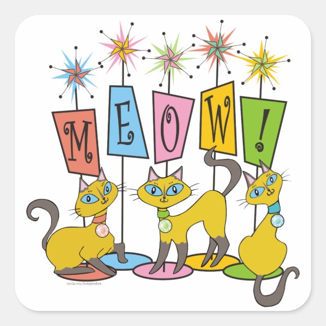 Meow! Square Sticker (Front)