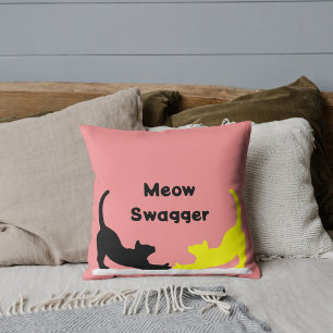 Meow Swagger Animal Pet Cat Elegant Cute Modern Throw Pillow