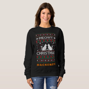 Meow-tastic Holidays: Personalized Ugly Christmas Sweatshirt
