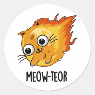 Meow-teor Funny Meteor Pun  Classic Round Sticker