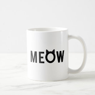 Meow, text design with black cat ears coffee mug