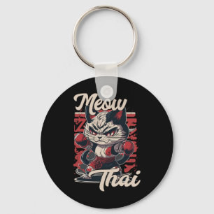 Meow Thai Fighter Cat Muay Thai Boxing Cat For Men Keychain