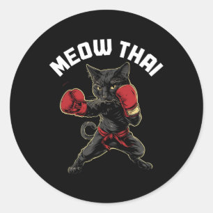 Meow Thai Funny Muay Thai Boxing Cat Martial Arts  Classic Round Sticker