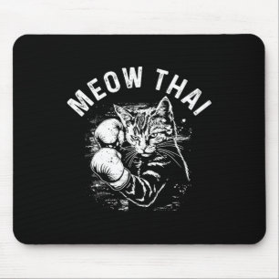 Meow Thai Funny Muay Thai Boxing Cat Martial Arts  Mouse Pad