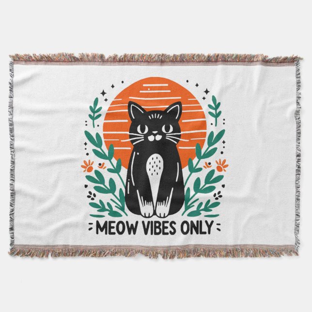 meow vibes only throw blanket (Front)