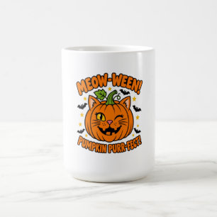 Meow Ween Pumpkin Purrfect Cute Cat Halloween T-Sh Magic Mug