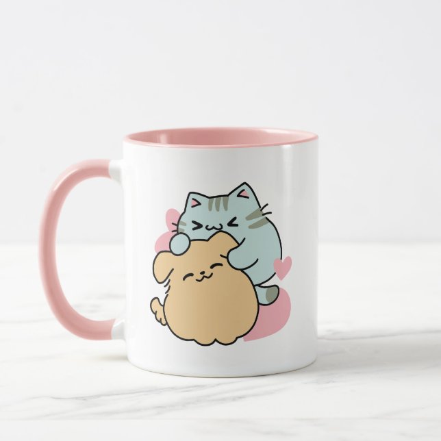 Meow & Woof Perfect Together - Cute Cat and Dog Mug (Left)