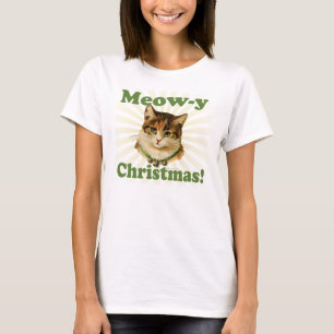 Meow-y Christmas, Cute Holiday Cat Animal T-Shirt