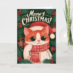 Meow-y Christmas Funny Cat Christmas Card