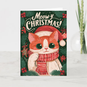 Meow-y Christmas Funny Cat Christmas Card
