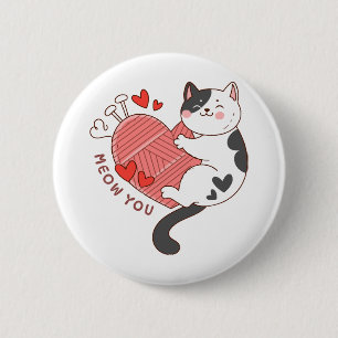 Meow You Cute Cat Valentine's Day 2 Inch Round Button