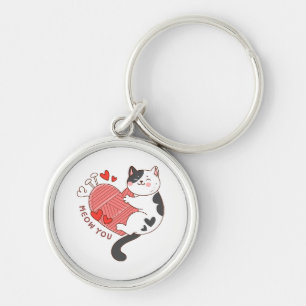 Meow You Cute Cat Valentine's Day Keychain
