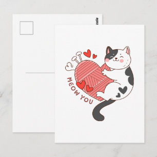 Meow You Cute Cat Valentine's Day Postcard