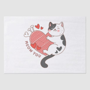 Meow You Cute Cat Valentine's Day Tissue Paper