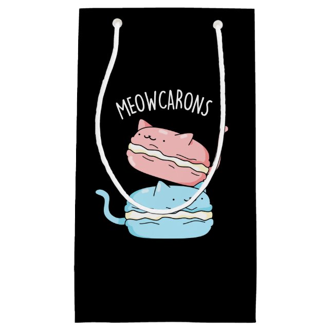 Meowcarons Funny Macaron Pun Dark BG Small Gift Bag (Front)
