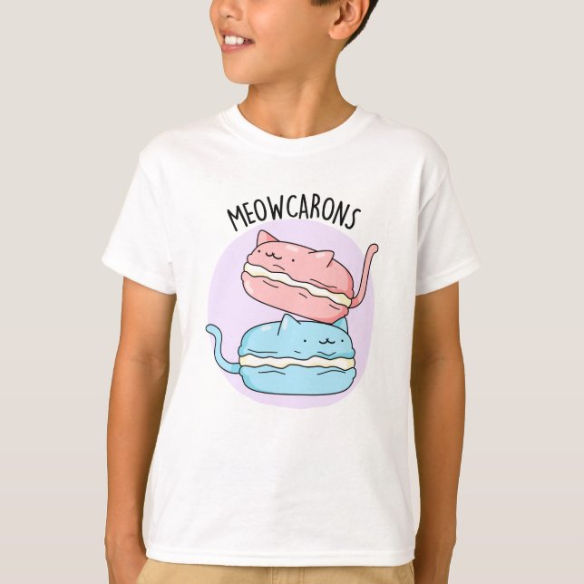 Meowcarons Funny Macaron Pun  T-Shirt (Front)