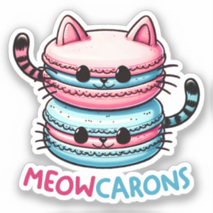 Meowcarons Macaron Pun Funny Kawaii Cat Sticker