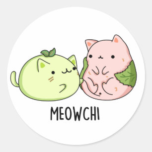 Meowchi Funny Mochi Pun  Classic Round Sticker