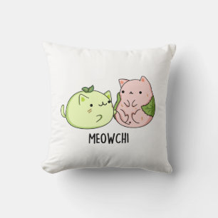 Meowchi Funny Mochi Pun Throw Pillow