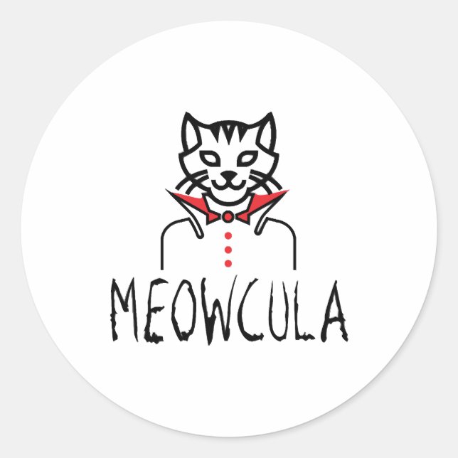 Meowcula Halloween Classic Round Sticker (Front)