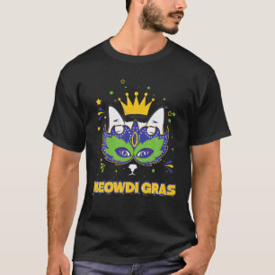 Meowdi Gras Costume, Lover Kitten Owner Mask Beads T-Shirt