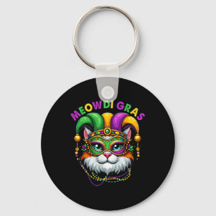 Meowdi Gras Mardi Gras Cat Lover New Orleans Louis Keychain