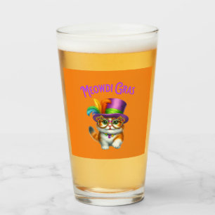 Meowdi Gras Mardi Gras with Kitten Glass