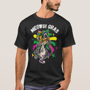 Meowdi Mardi Gras Cat Kitty Lover Kitten Owner Mas T-Shirt