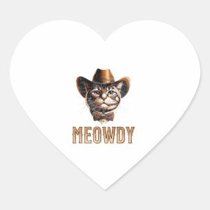 Meowdy Cat Cowboy Cowgirl Men Women Kid Halloween  Heart Sticker