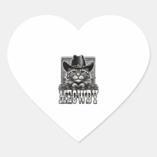 Meowdy Cat Cowboy Cowgirl Meow Howdy Halloween Cos Heart Sticker