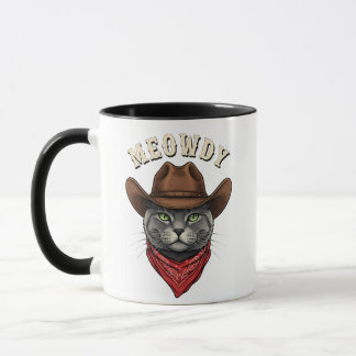Meowdy Cowboy Cat Western Funny Cowpoke Kitty Mug