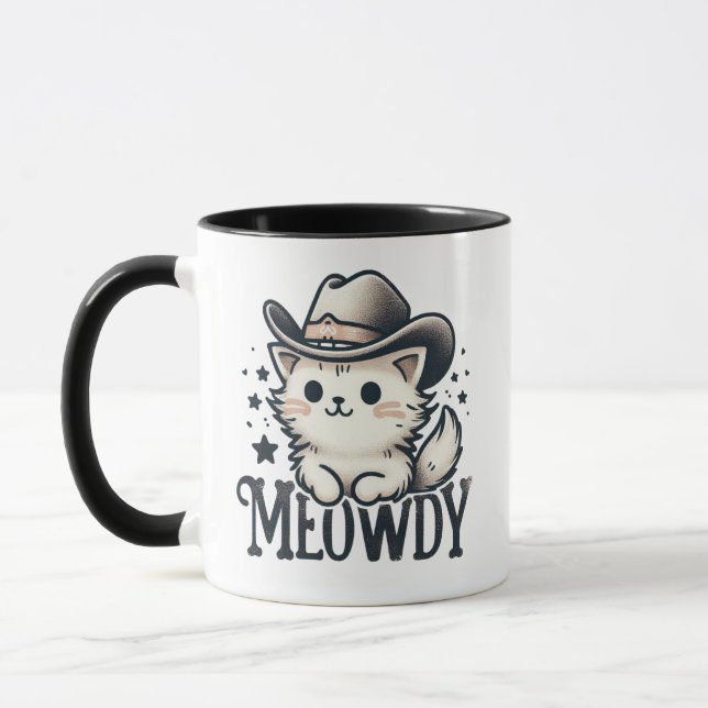 Meowdy cowboy Hat Cactus cat  Mug (Left)