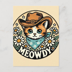 Meowdy Cowboy Kitty Cat                            Postcard